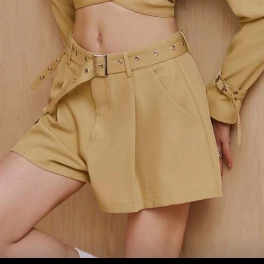 New XS SHEIN mustard yellow dress Shorts X Monse long belt